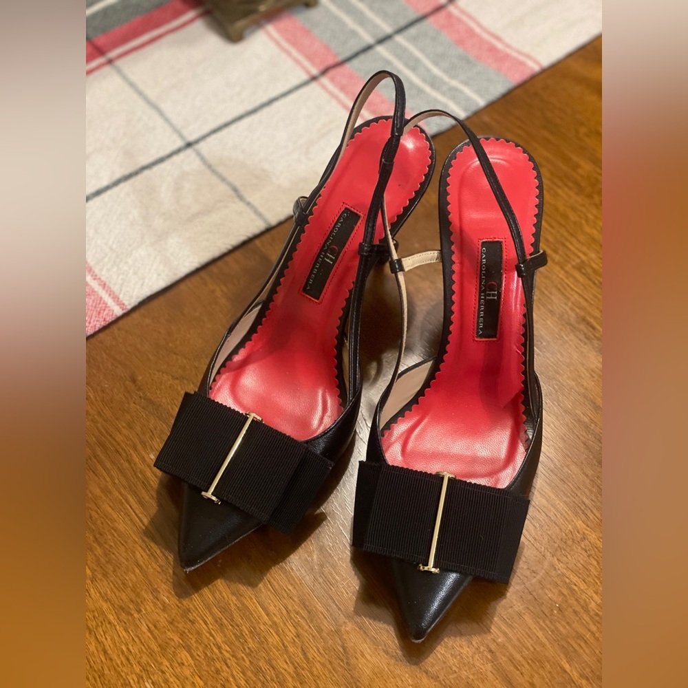 Carolina Herrera - LACITO INSIGNIA 80 LEATHER SLINGBACK PUMPS